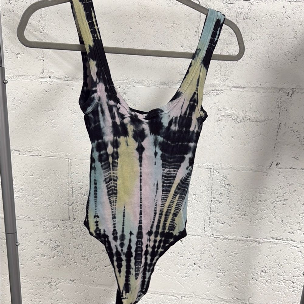 All Saints Black and White Tie-Dye Body Suit - Snap Bottom - Never Worn - Size 2